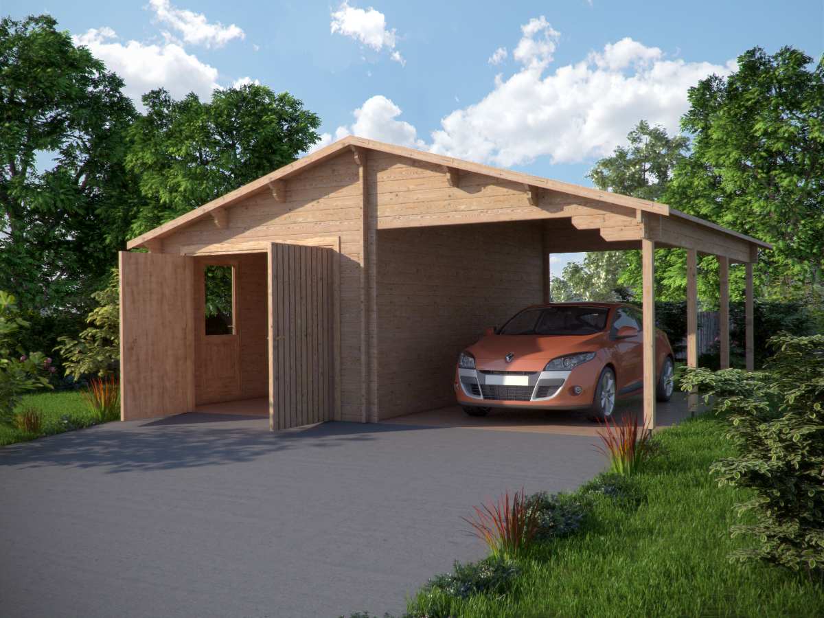 Houten garage en carport Flevoland 6,8×5,6m 44mm