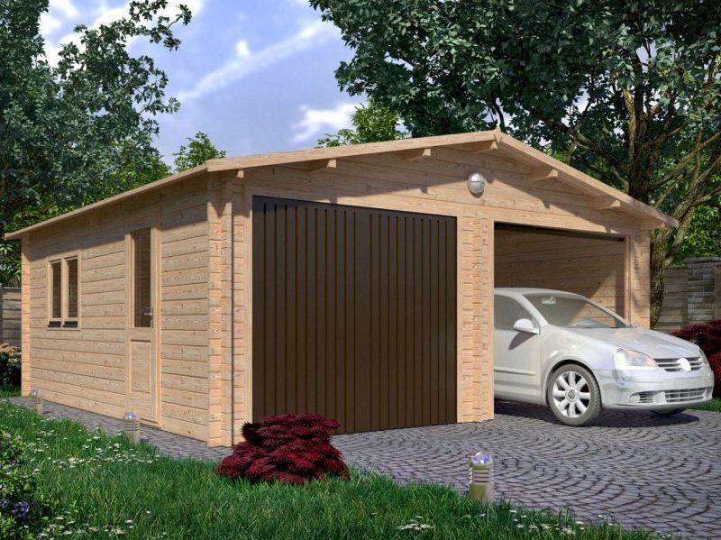 Houten garage Zuid-Holland 6x6m 44mm